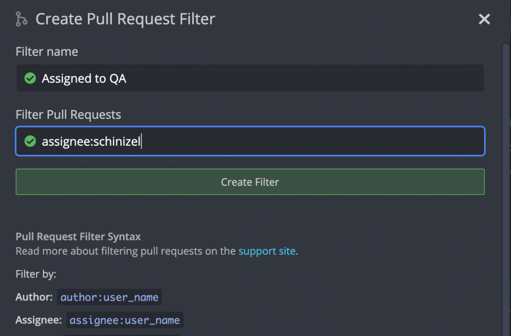 Create pr filter