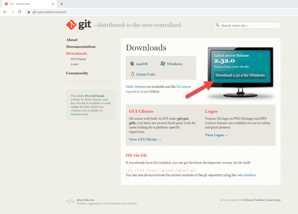 Git Bash Download screen