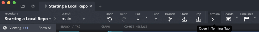 Image depicts the toolbar at the top of GitKraken Client