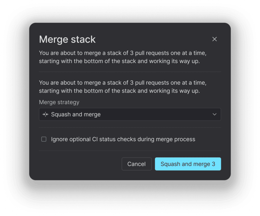 Graphite showing the ability to merge a stack of pull requests